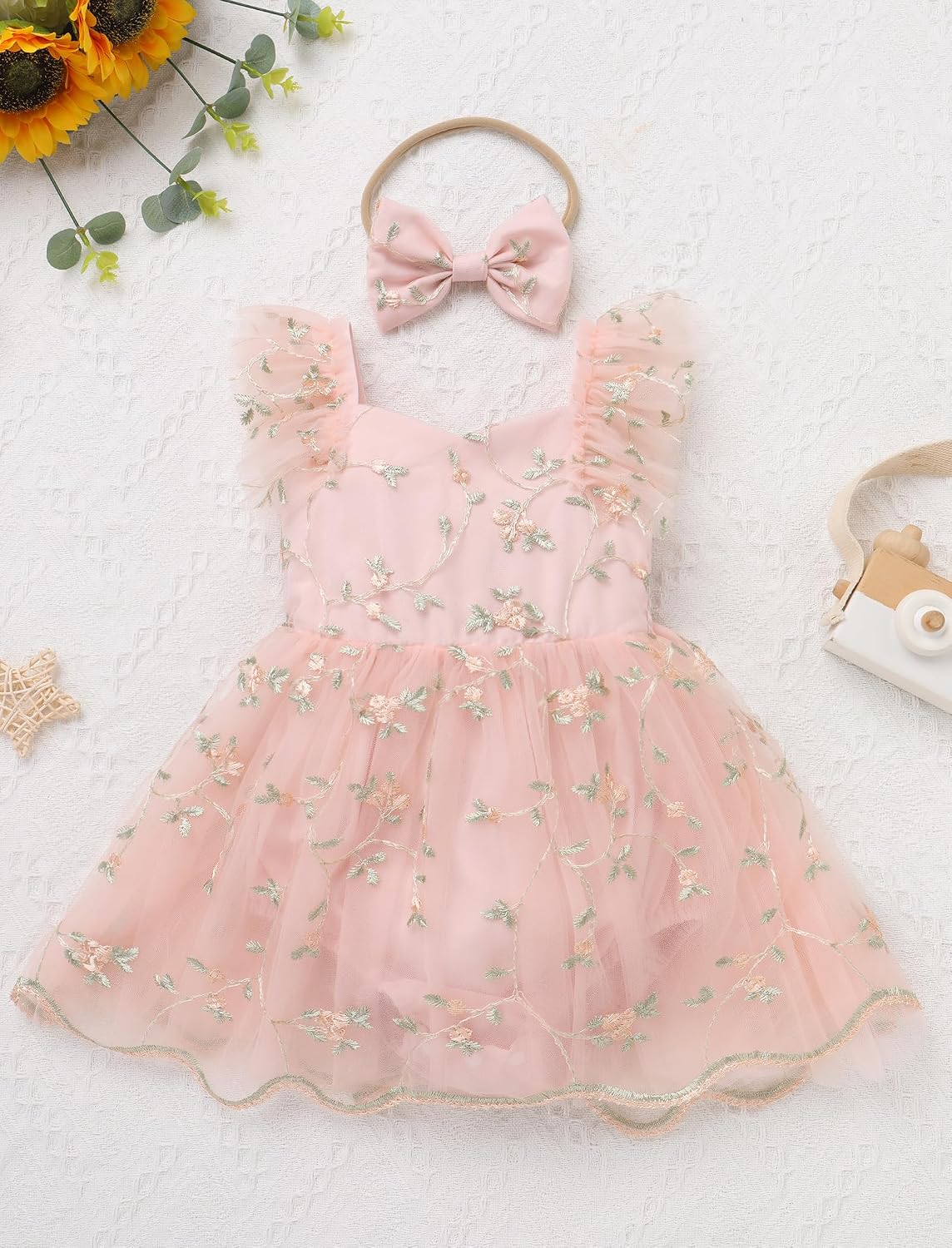 Baby Flower Girl Dress, Lace Romper for Birthday Baptism Dresses