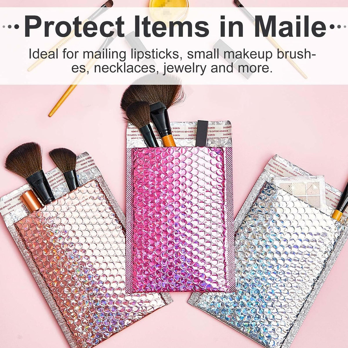 60 Pcs 8 x 11.5 Inch Holographic Bubble Mailer Usable Size 7" x 10"