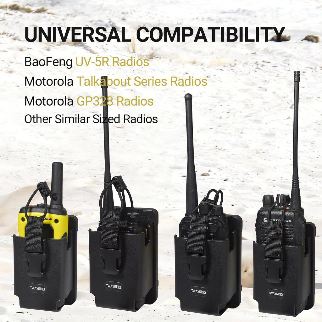 Portable TPU Radio Holster w/MOLLE Belt Clip for Belt, Vest, or Pack, Two Ways Radio Pouch with Quick Release Buckle