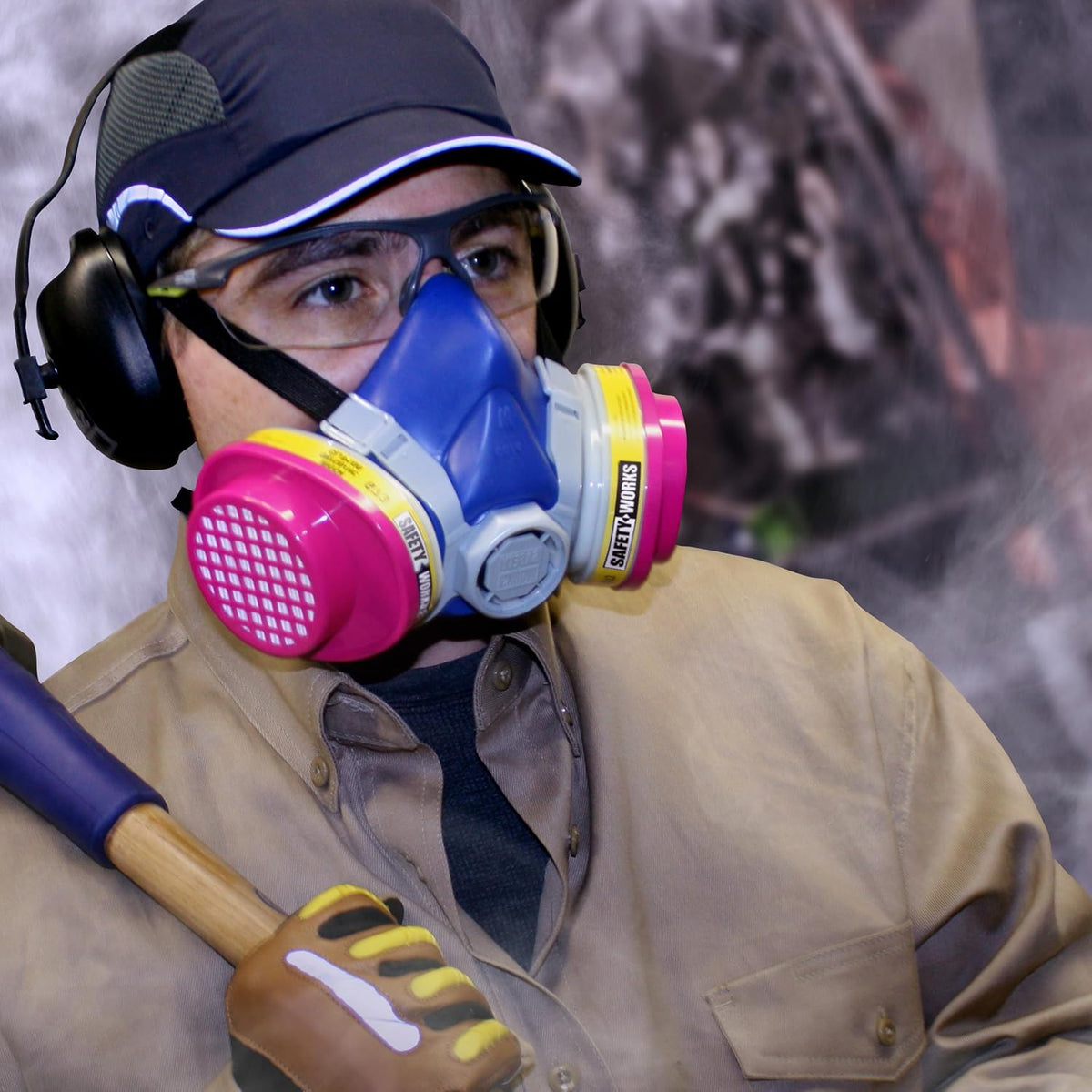SWX00320 Multi-Purpose Respirator Half-Mask Niosh Ov/AG/P100, Grey/Blue