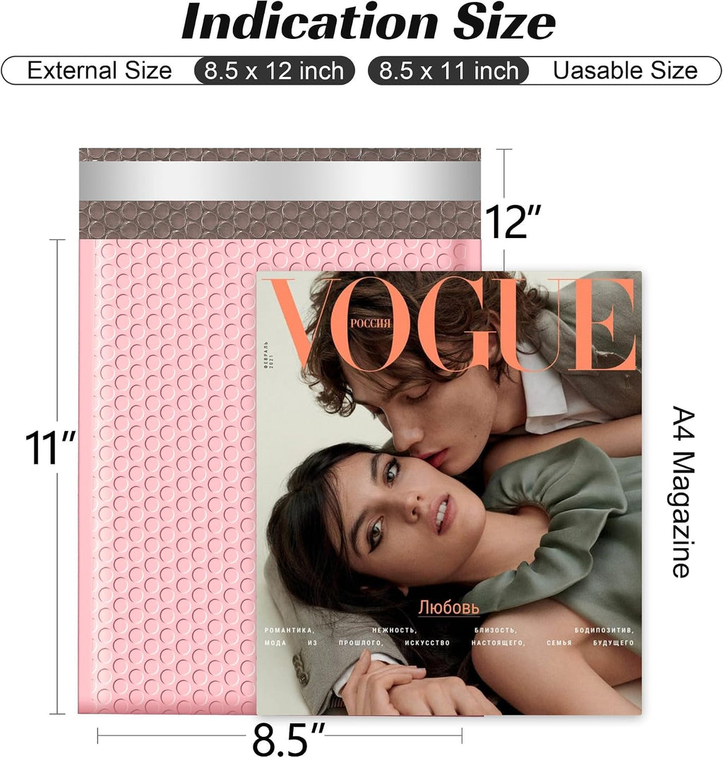 Bubble Mailers 8.5x12 Inch 25pc Light Pink Shipping Bags, Chic Packaging Bags For Small Business, Colored Padded