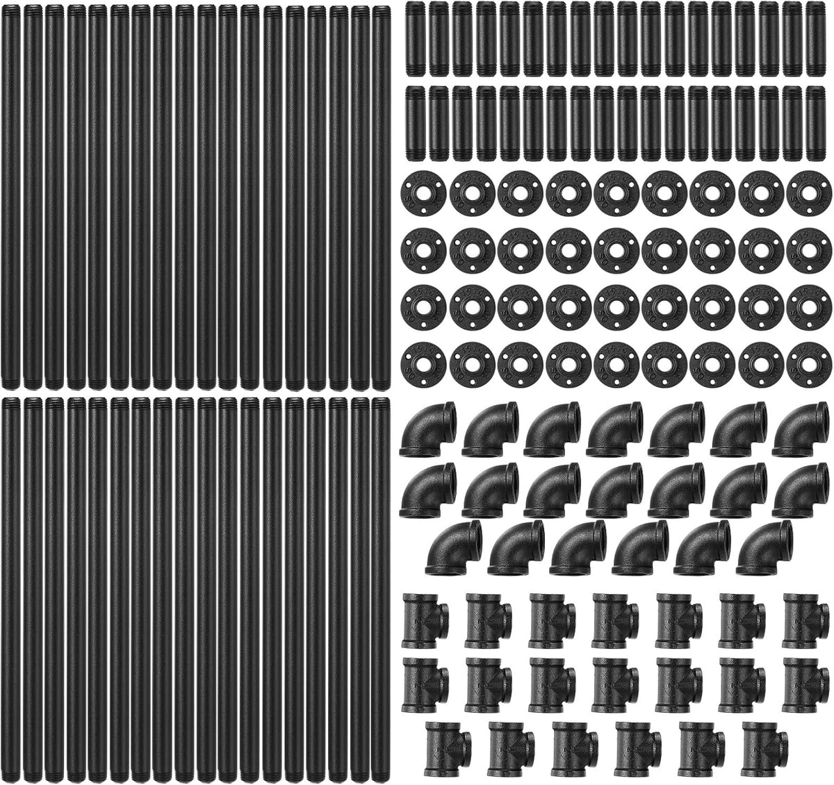MorningRo 148 Pcs Black Iron Pipe Fitting Set, 1/2 Inch