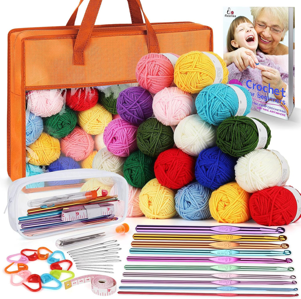 Crochet Yarn for Crocheting, Aeelike 1093 Yards Acrylic Yarn for Knitting,Full Crochet Kits for Beginners and