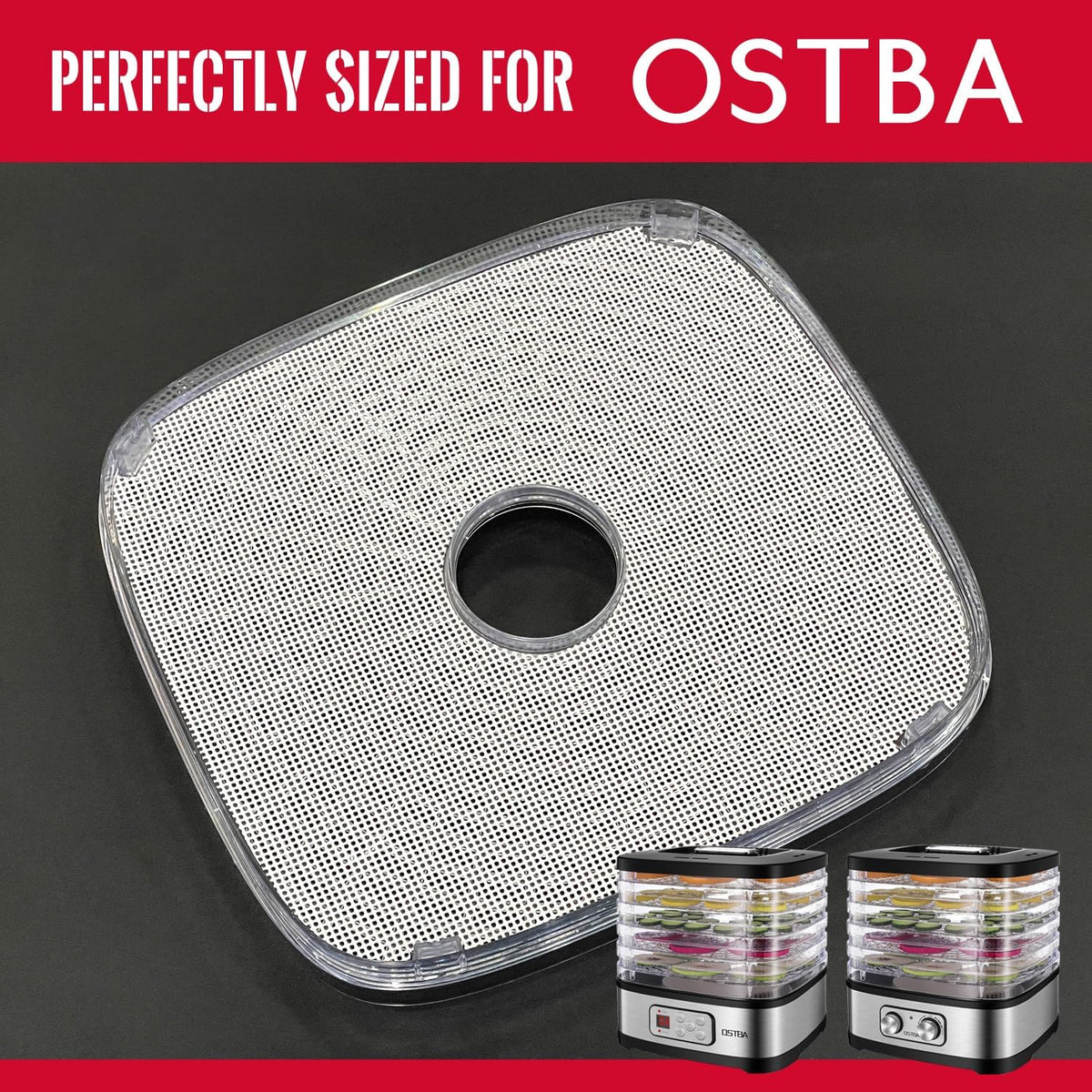 Silicone Dehydrator Sheets for OSTBA Food Dehydrator, Non-Stick BPA Free, Pack of 5 (Premium Reusable Food Dehydrator