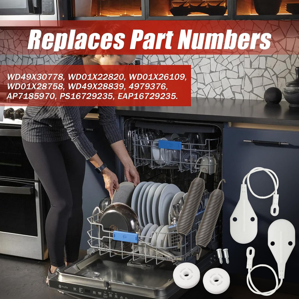 WD49X30778 Door Cable and Spring Kit for GE, Hotpoint, Haier Dishwashers