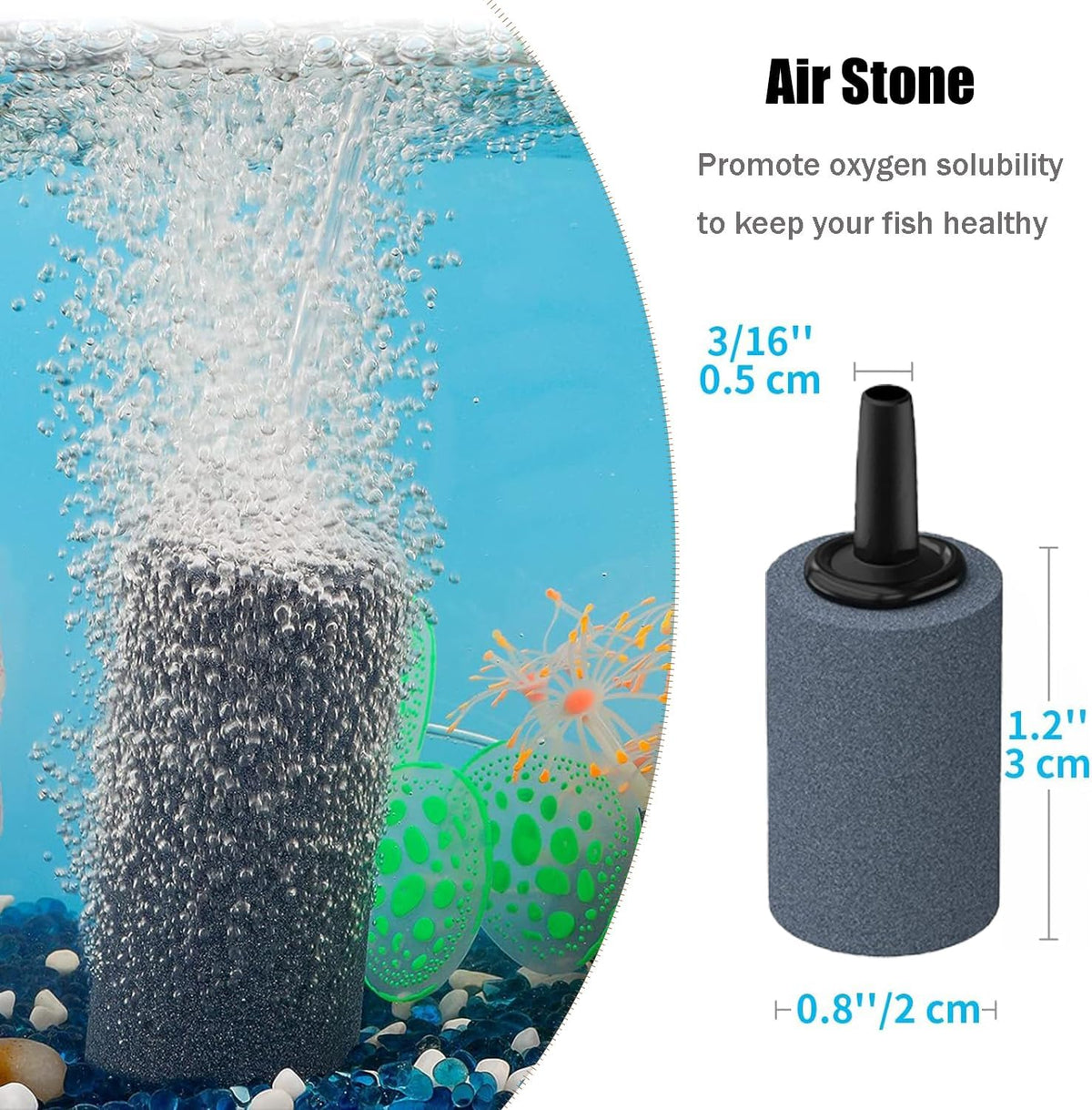 Aquarium Air Pump Accessories - Contains Airline Tubing, Control Valve, Air Stones, Connectors, Check Valves, Suction