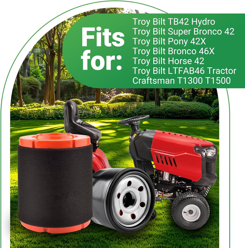 937-05066 Air Filter 951-12690 Oil Filter Kit for Troy Bilt TB42 TB46, MTD 737-05066 547cc, Cub Cadet XT1-LT42 XT1-LT46, Craftsman T1300 T1500 Lawn Mower Tractor Replace 4X90HU 8X90KU 8X90ZU 9X90HU