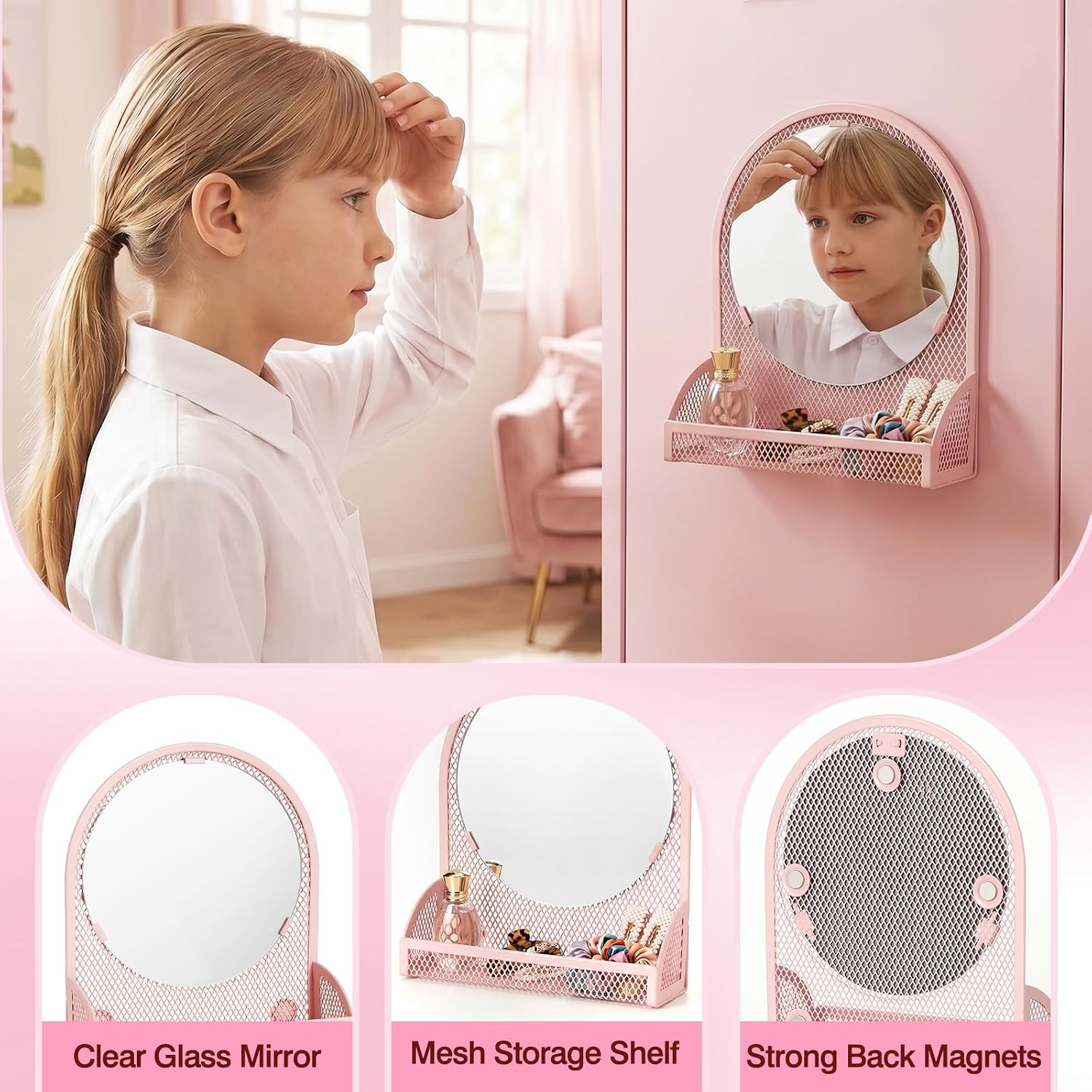 Locker Accessories for Girls, School Supplies Lockers Decor | locker decor accessories Includes magnetic mesh mirror