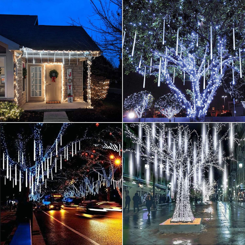 Christmas Lights Outdoor, 16 Inch 10 Tube 360 LED Icicle Lights | Connectable Meteor Shower Light Outdoor, Hanging
