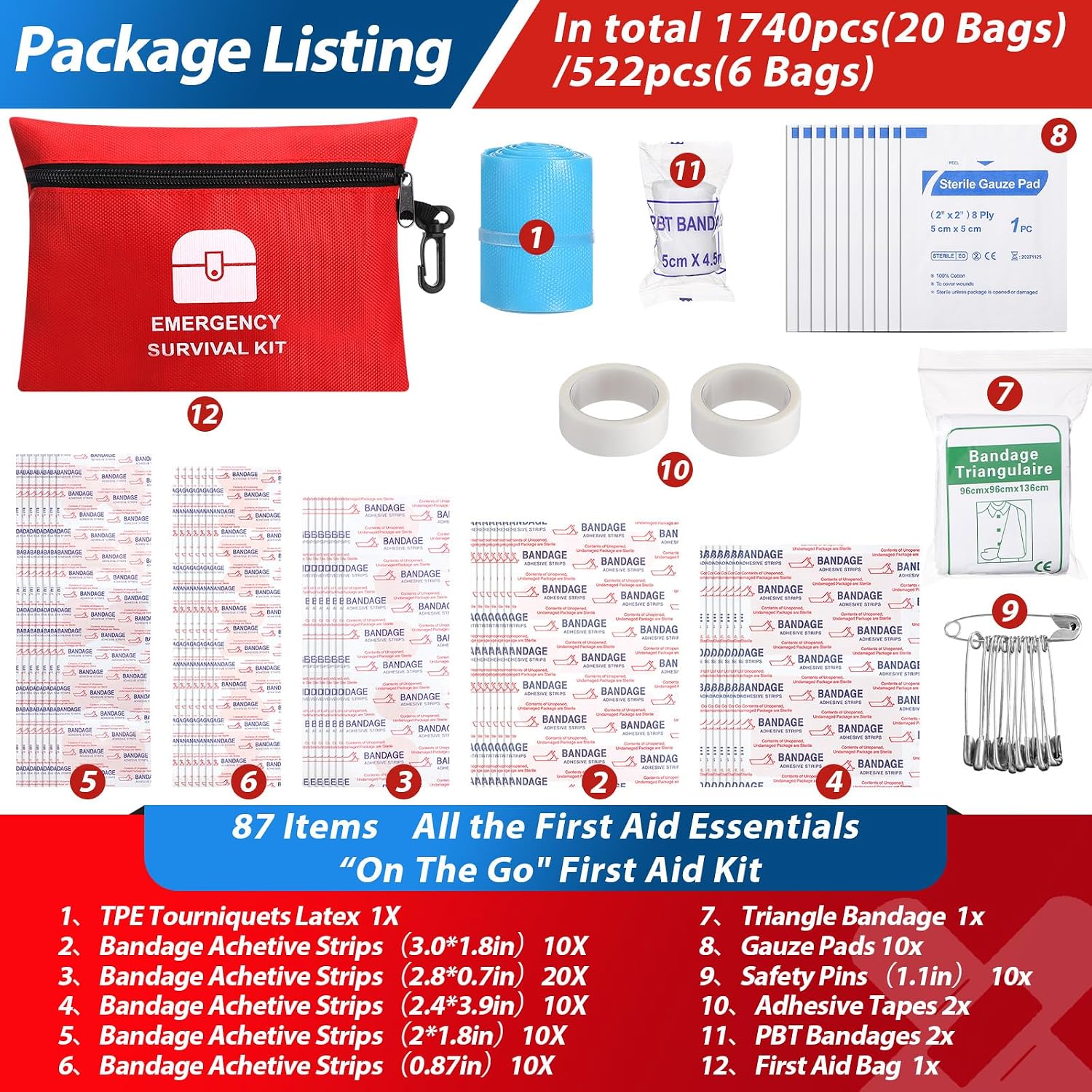 20 Bags Small First Aid Kits Bulk Mini Travel Size Emergency Individual Zipper Pouch Self Care Package Supplies for