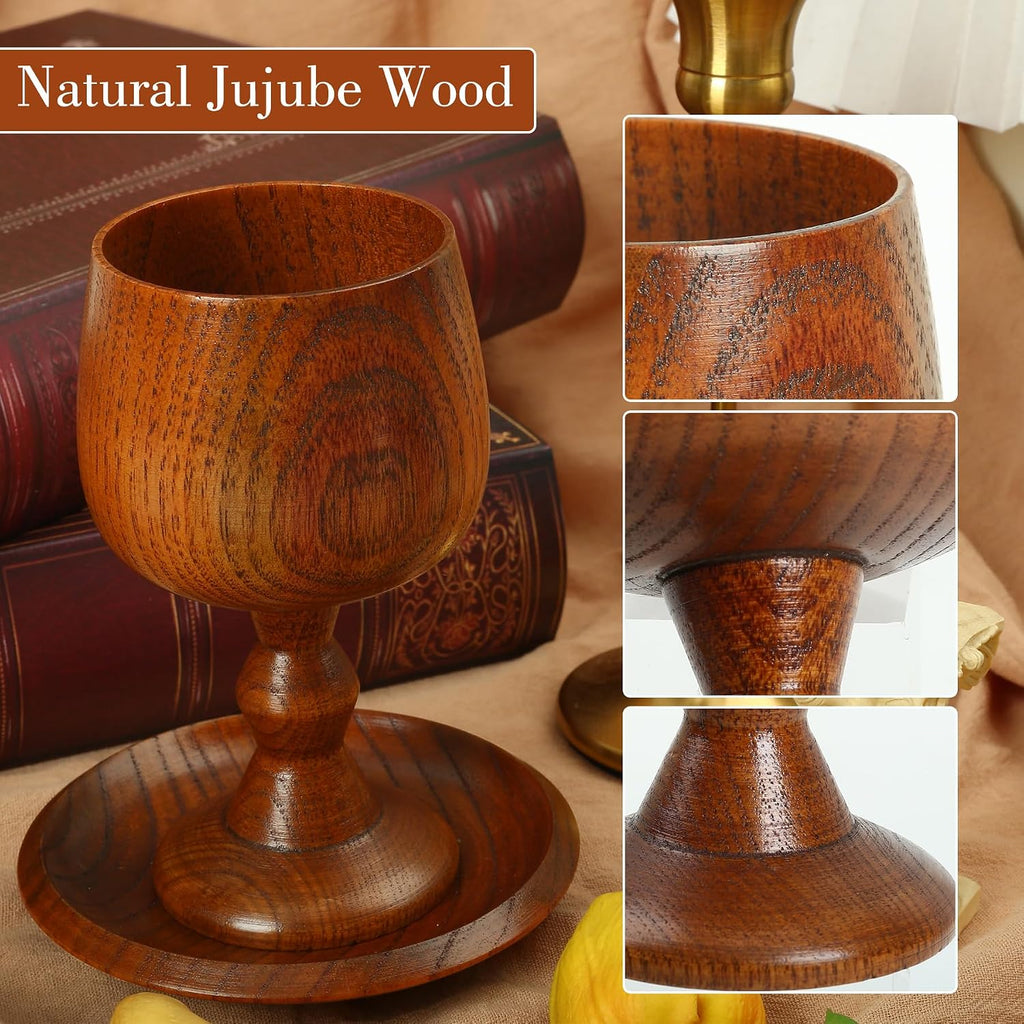 Chalice Cup Wooden, Communion Goblet with Tray & Gift Bag, Communion Chalice Wooden Goblet, Handmade Vintage Wine Cup