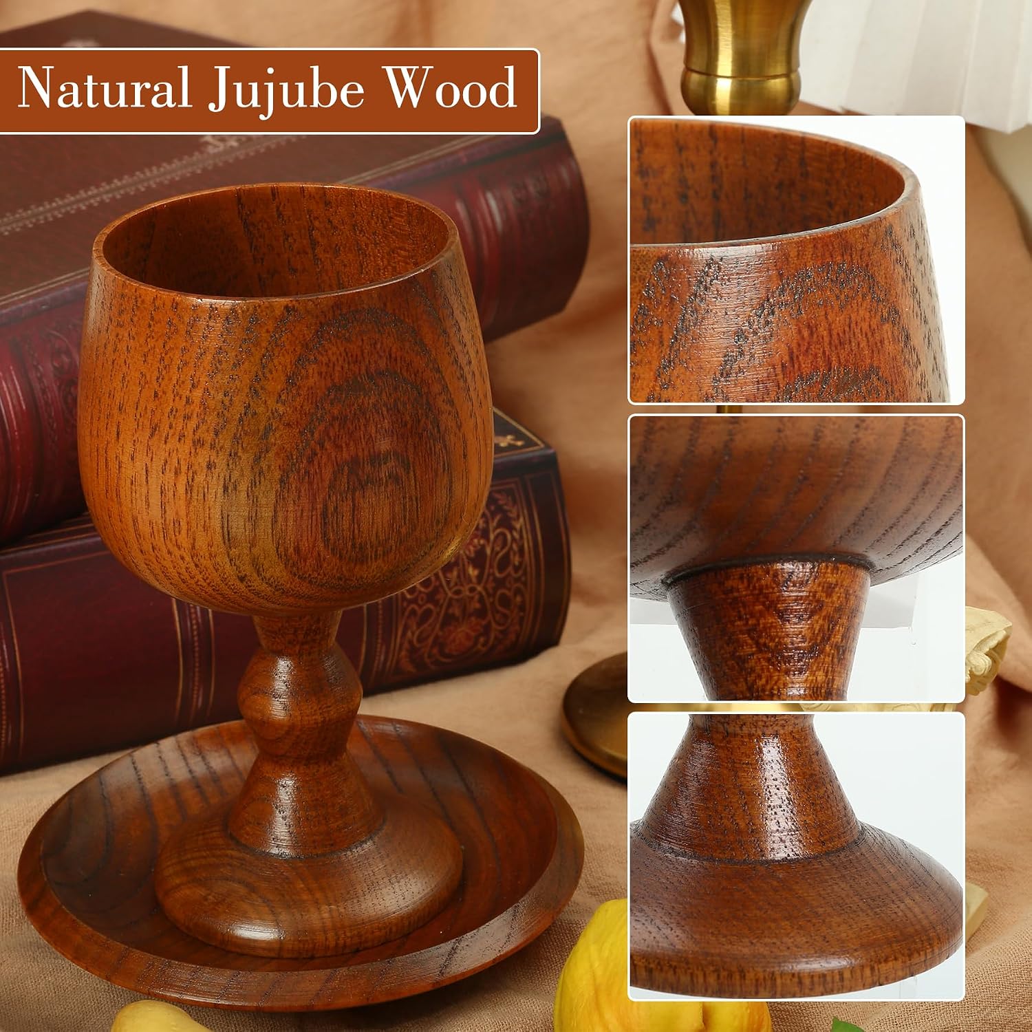 Chalice Cup Wooden, Communion Goblet with Tray & Gift Bag, Communion Chalice Wooden Goblet, Handmade Vintage Wine Cup