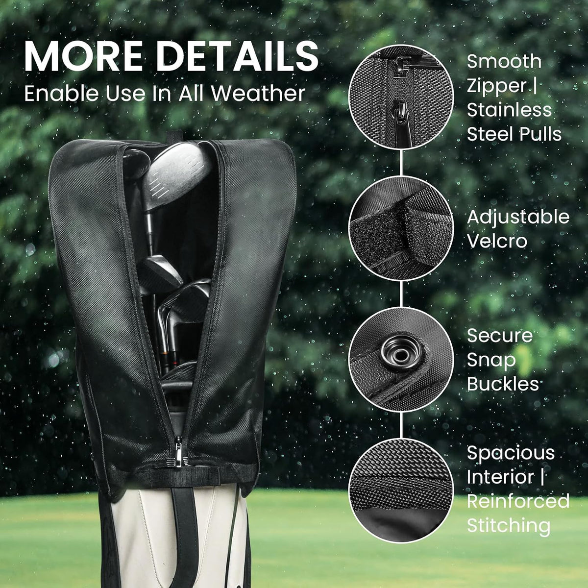 Golf Bag Rain Cover Adjustable Hood