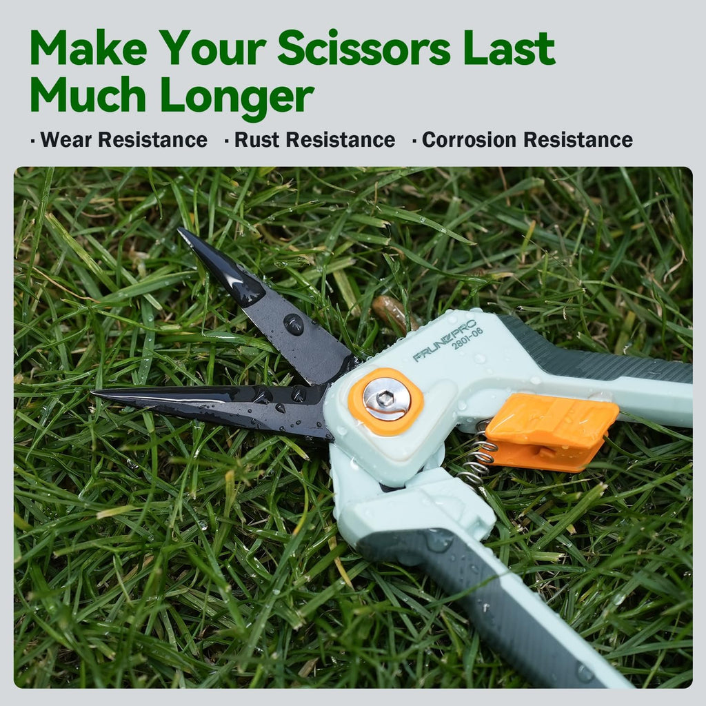 Garden Scissors Pruning Shears Sharp Stainless Steel Non-Stick Teflon Coating Blade for Precise Cuts Garden Snip