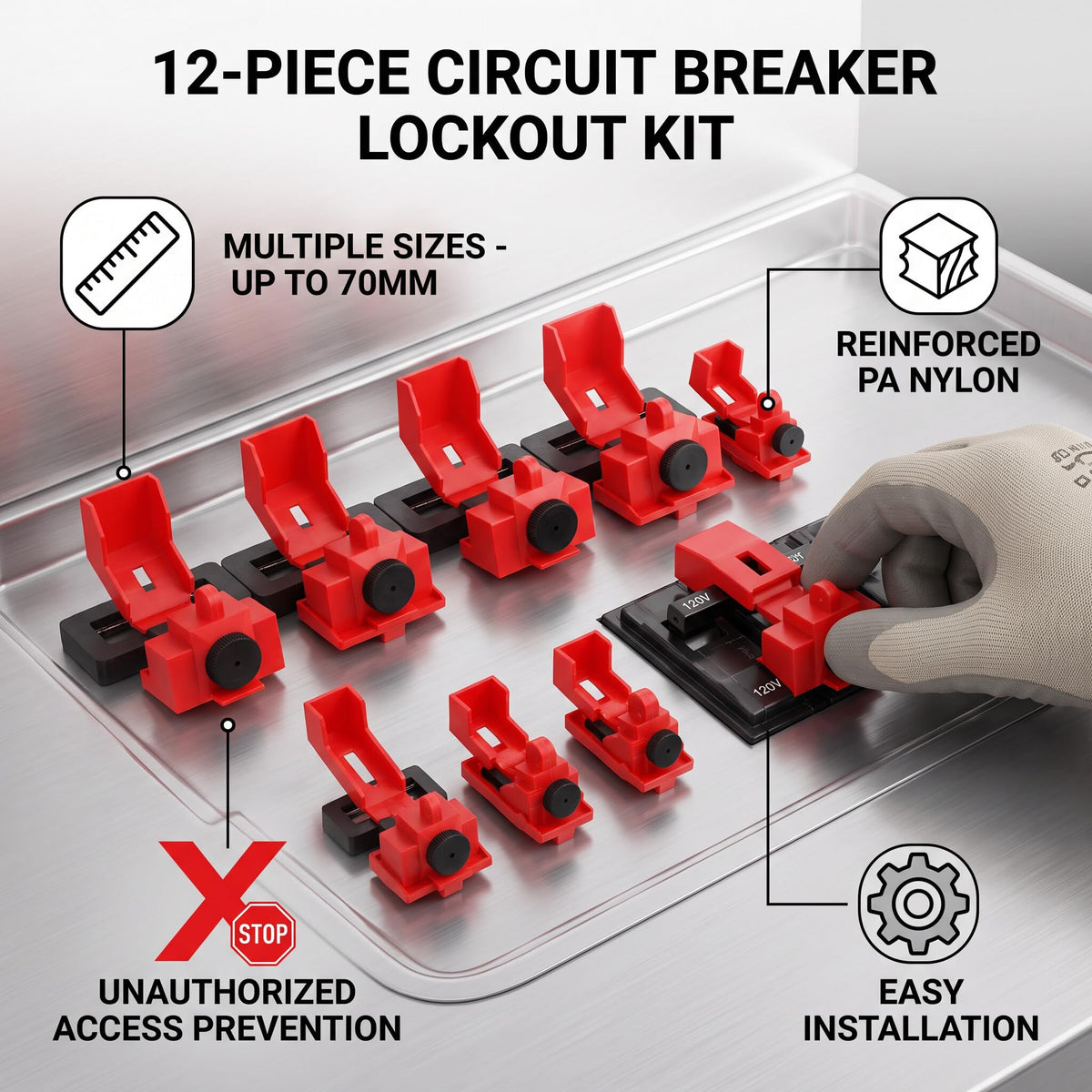 Circuit Breaker Lockout Device 3 Sizes 16.5mm 41mm 70mm