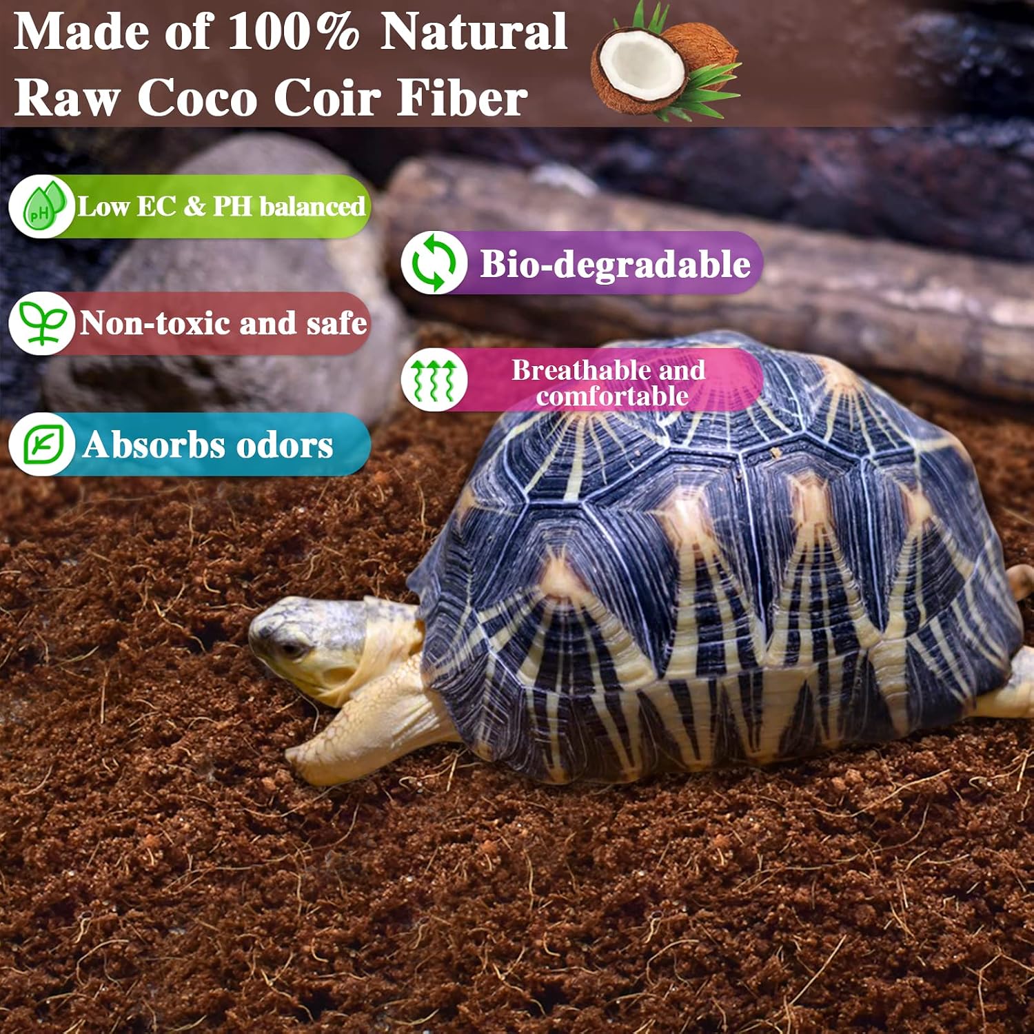 2 Pack Coconut Fiber Substrate, Premium Coco Coir Reptile Substrate | 100% Coconut Husk Terrarium Bedding for