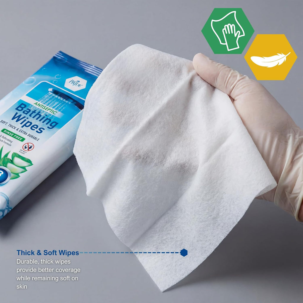 Waterless Rinse-Free Bath Wipes for Adults, Aloe Vera, 96-Count