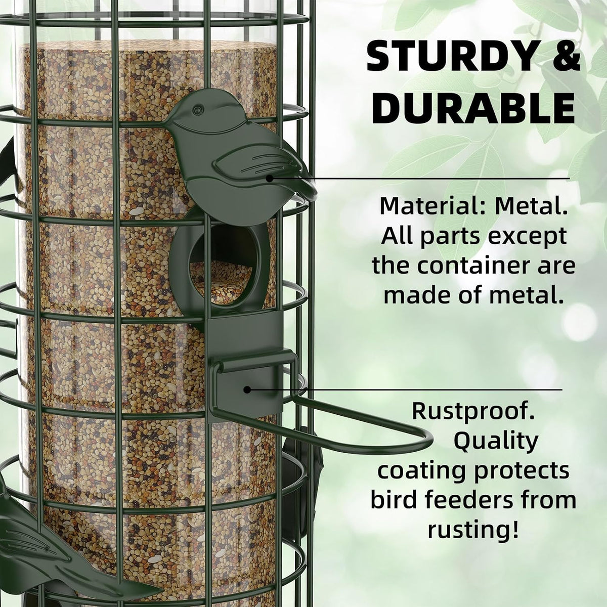 Squirrel Proof Bird Feeder,Metal Mesh Bird Feeders for Outdoors Hanging,Gravity Protection Squirrel Proof Wild Bird