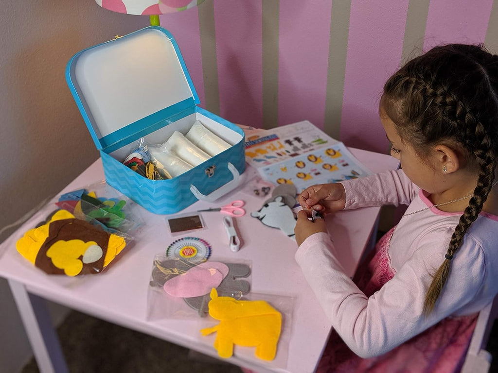 Kids Sewing Kit, Learn to Sew for Ages 8-12, Beginner Felt Craft Kit, Make 6 Fun Stuffed Animals and A Pin Cushion