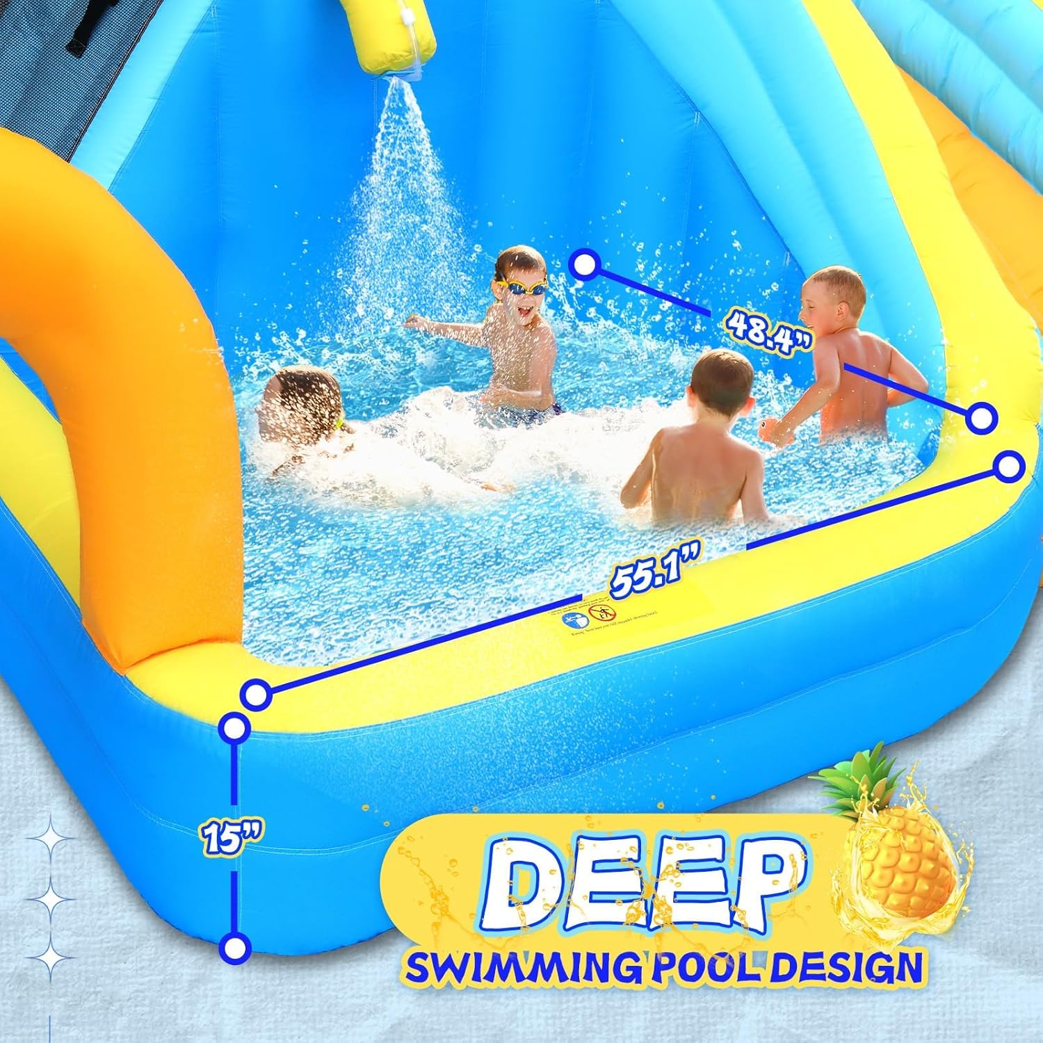 Inflatable Water Slide – Heavy Duty Bounce House with Deep Splash Pool & Blower – Inflatable Water Park for Backyard