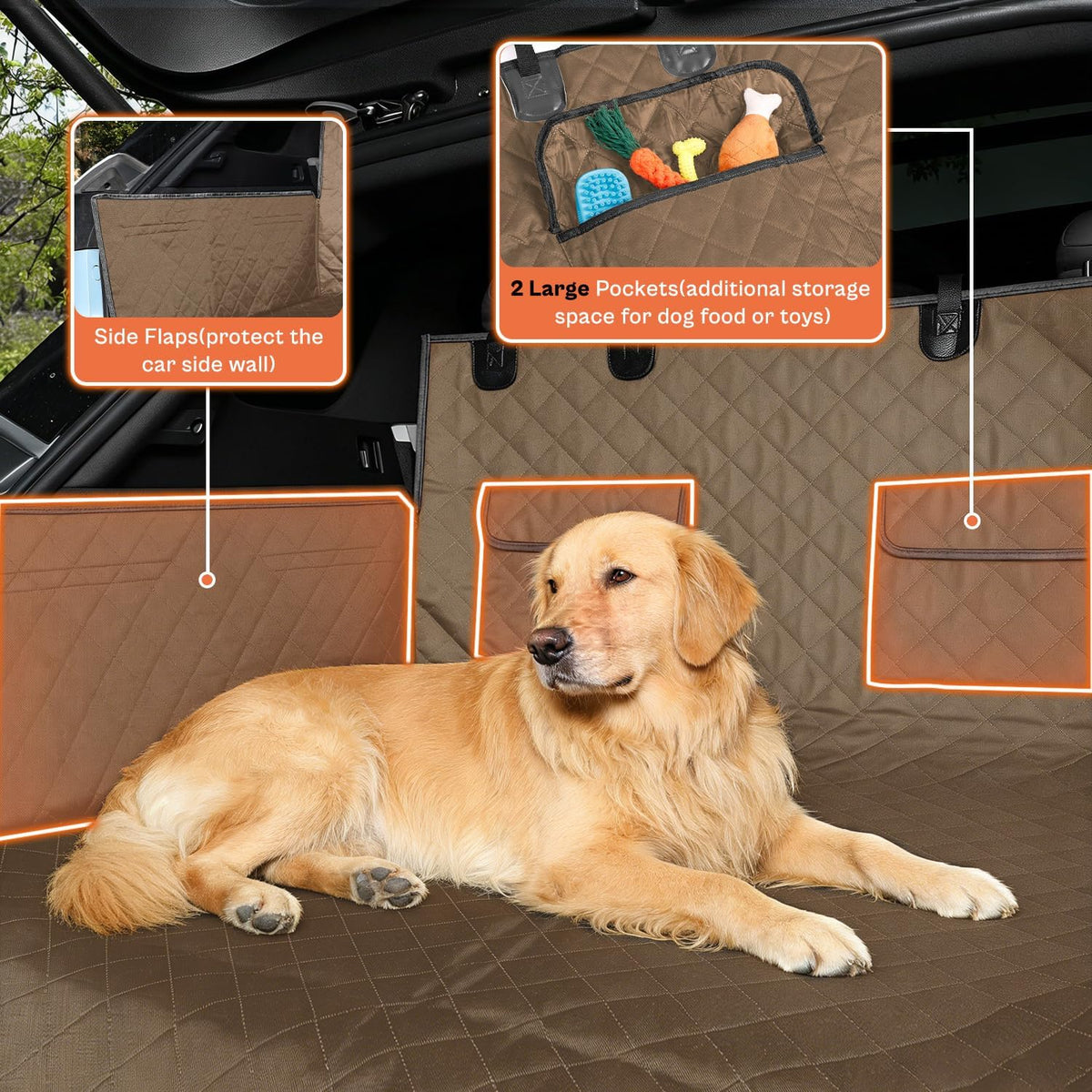 SUV Cargo Liner for Dogs,Waterproof Trunk Cover Dog Car Seat Mat for SUVs Sedans Vans with Bumper Flap