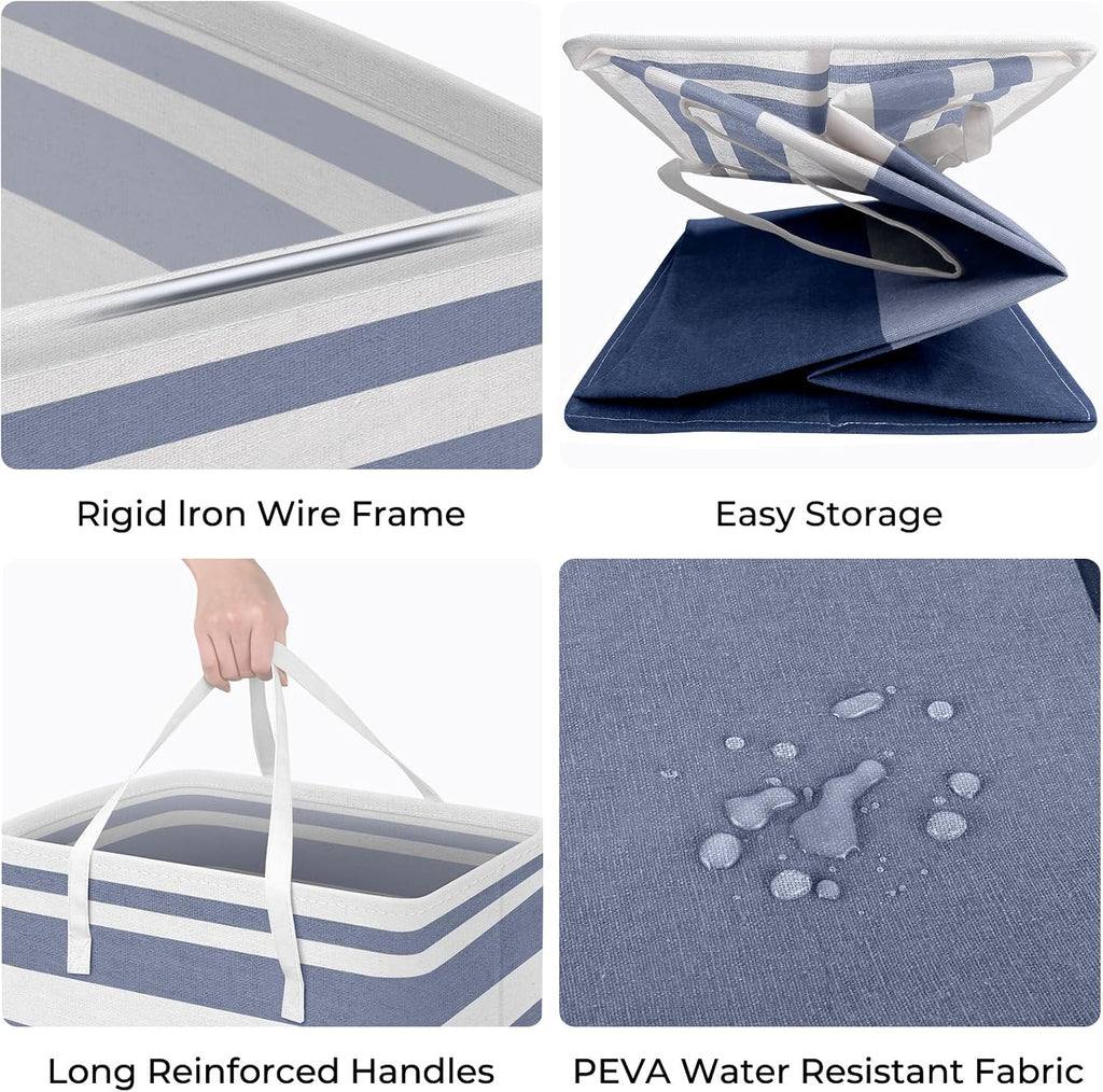 2 Pack Laundry Baskets, Laundry Hampers Bags (Blue+Pink 75L) | Waterproof, Freestanding, Collapsible Clothes Hamper