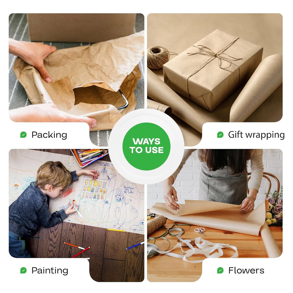 18" x 14400" (1200 ft) Large Brown Kraft Paper Roll for Packing - Perfect Natural Kraft Wrapping Paper for Void