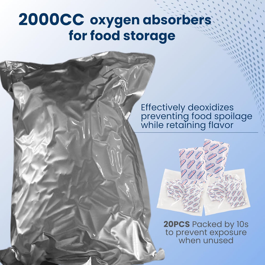 5 Gallon Mylar Bags For Food Storage with Zipper - 20pcs 14Mil Extra Thick For Long Term Storing, Dry Aging & Heat