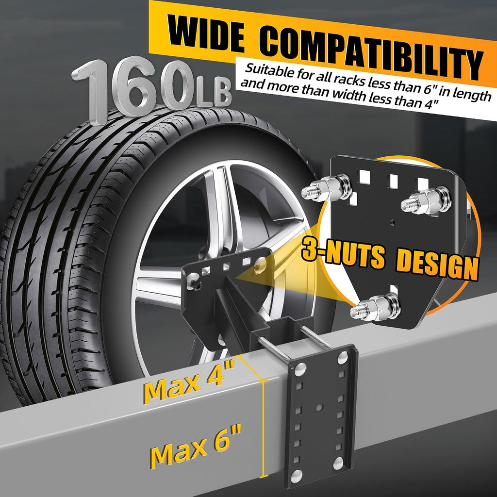 Spare Tire Mount for Utility Trailer Accessories,3-Nut Design Spare Tire Carrier,Fits Most 4,5 & 6 Lugs Wheels, Hold