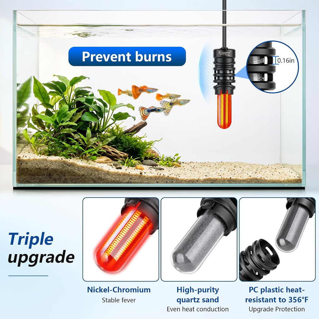 50W Small Aquarium Betta Heater for 5/6/7/8/9/10 Gallon Fish Tank,Submersible Fish Tank Heater with LED Digital