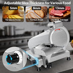10-inch Commercial Meat Slicer 240W 0-13mm Semi-Auto Low Noise