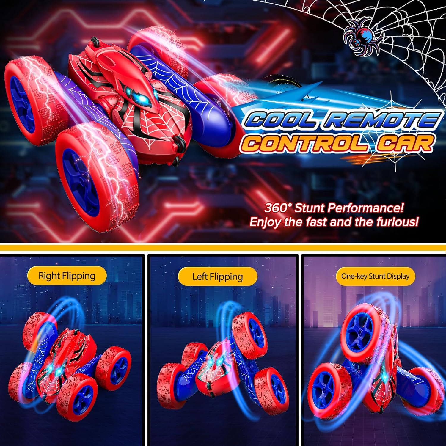 Remote Control Car,RC Cars Boys Toys for 3 4 5 6 7 8 9 10 11 12 Year Old Boy Double Sided 360°Flip 4WD Rechargeable