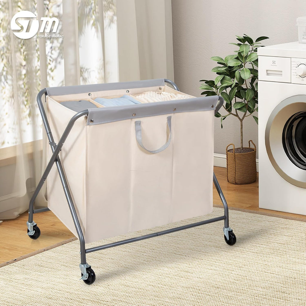 160L Collapsible Laundry Hamper with Wheels, Rolling Laundry Basket, Heavy Duty Cloth Sorter with Removable Bag
