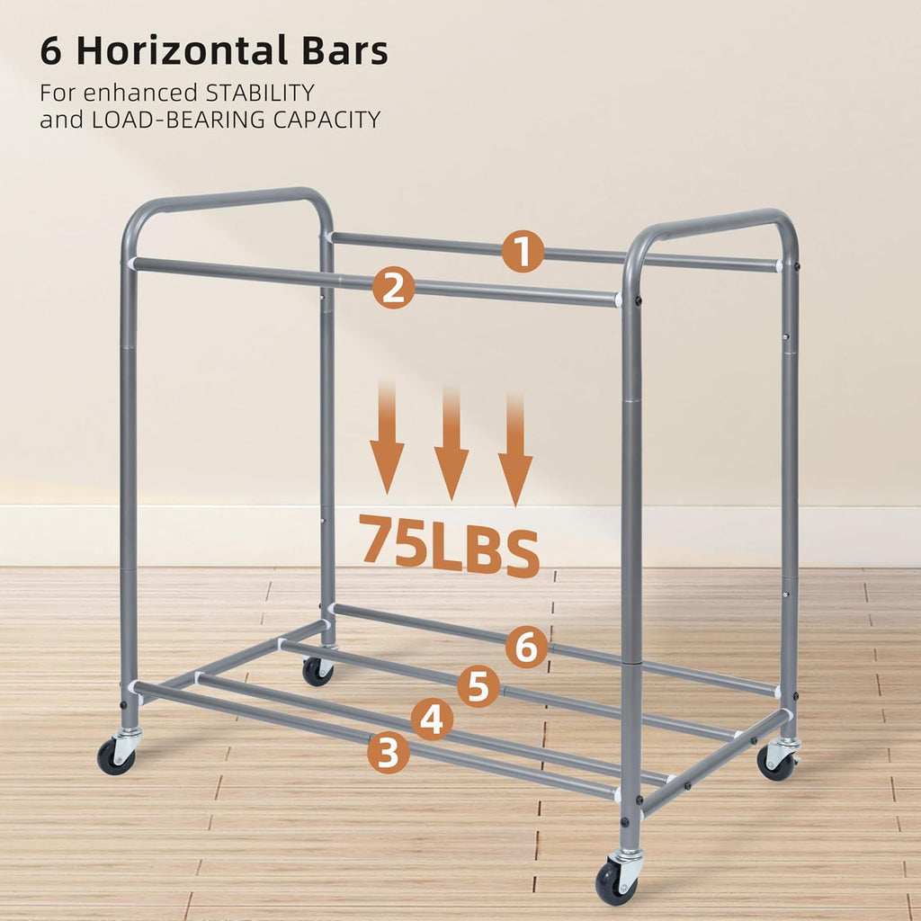 3 Section Laundry Sorter, 35.6 Gal (135 L) Laundry Hamper Cart with Heavy Duty Rolling Lockable Wheels and Removable