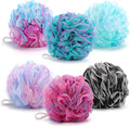 XXL Large Loofah Bath Sponge 100g/pc, 6Pcs Exfoliating Mesh Pouf Bath Scrunchies Shower Puffs for Men and Women