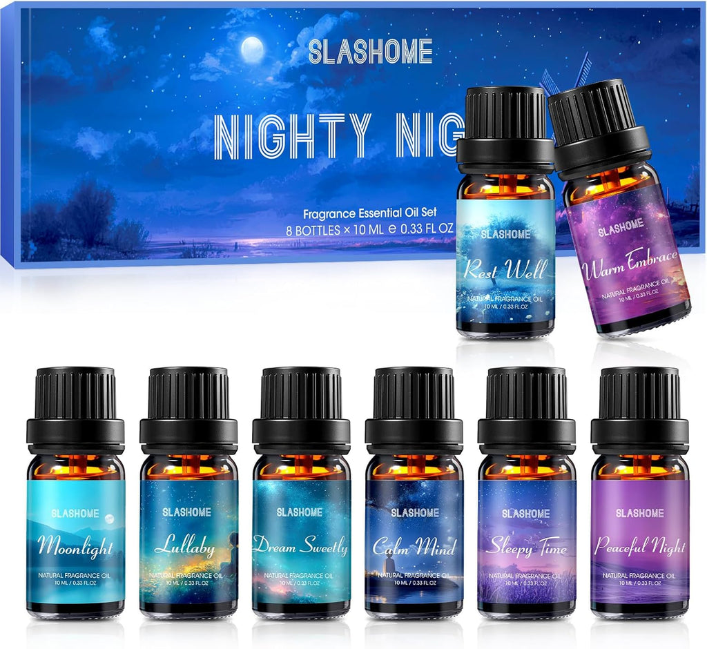8 Pack Sleep Essential Oils Set for Diffusers for Home | Calming Fragrance Oils for Relaxation, Humidifiers, Candle &