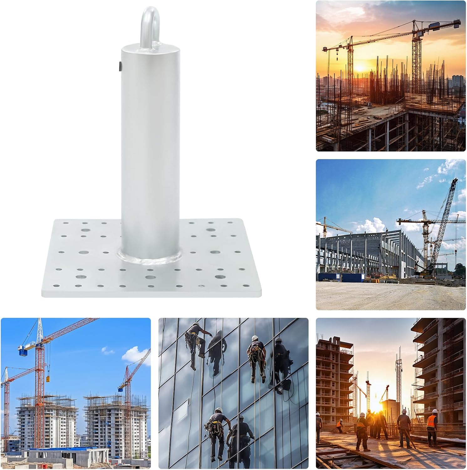 Commercial Roof Anchor with Base Plate, 5000lbs Breaking Strength, Heavy Duty Concrete Anchor and Screws Kit Fall