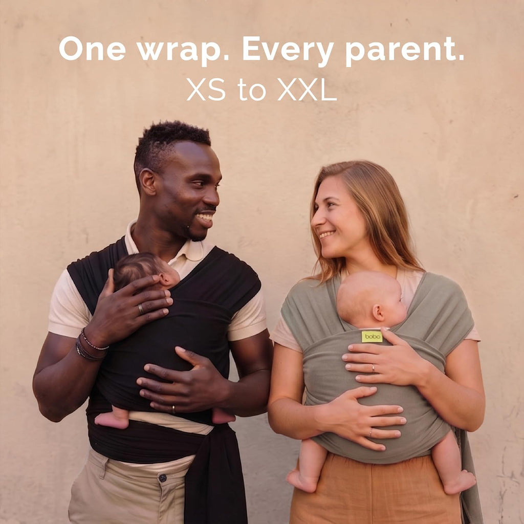 Baby Wrap Carrier - Stretch Cotton Newborn Sling, Black | Breathable, Hands-Free Babywearing Carrier Wrap; ergonomic