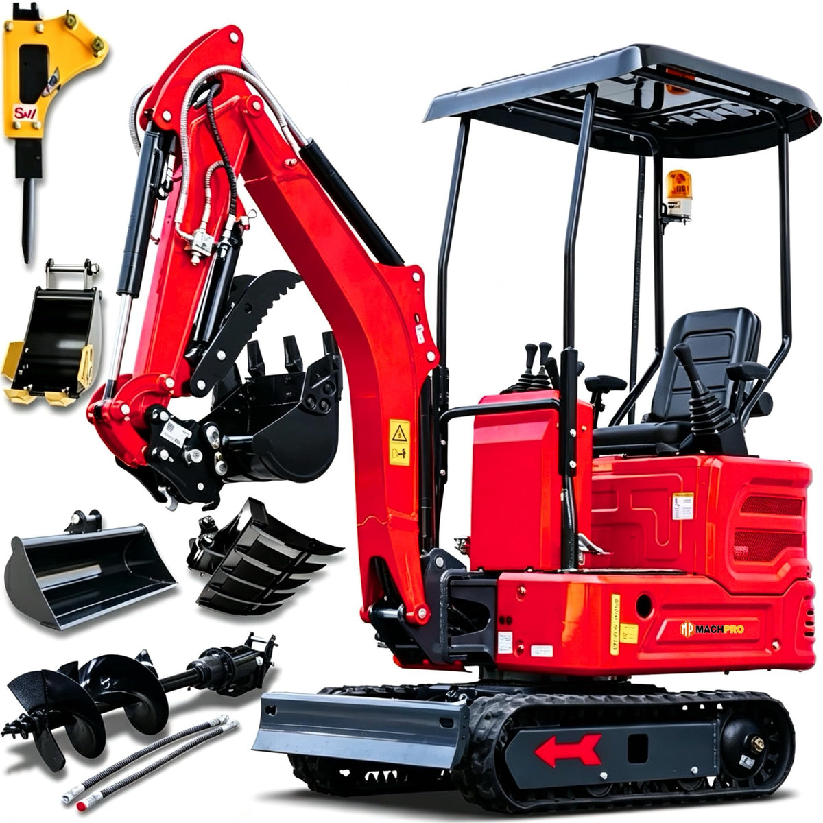 1.4 Ton Mini Excavator with Kubota-Diesel Engine, Side Swing Boom.