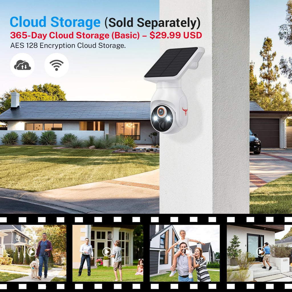 1080p Security Camera Wireless with Solar Panel, AI Human Detection, 2-Way Audio, Color Night Vision, Cloud Storage