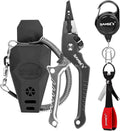 Aluminum Fishing Pliers Hook Remover Braid Line Cutter with Coiled Lanyard, Fly Fishing Knot Tying Tool & Retractors