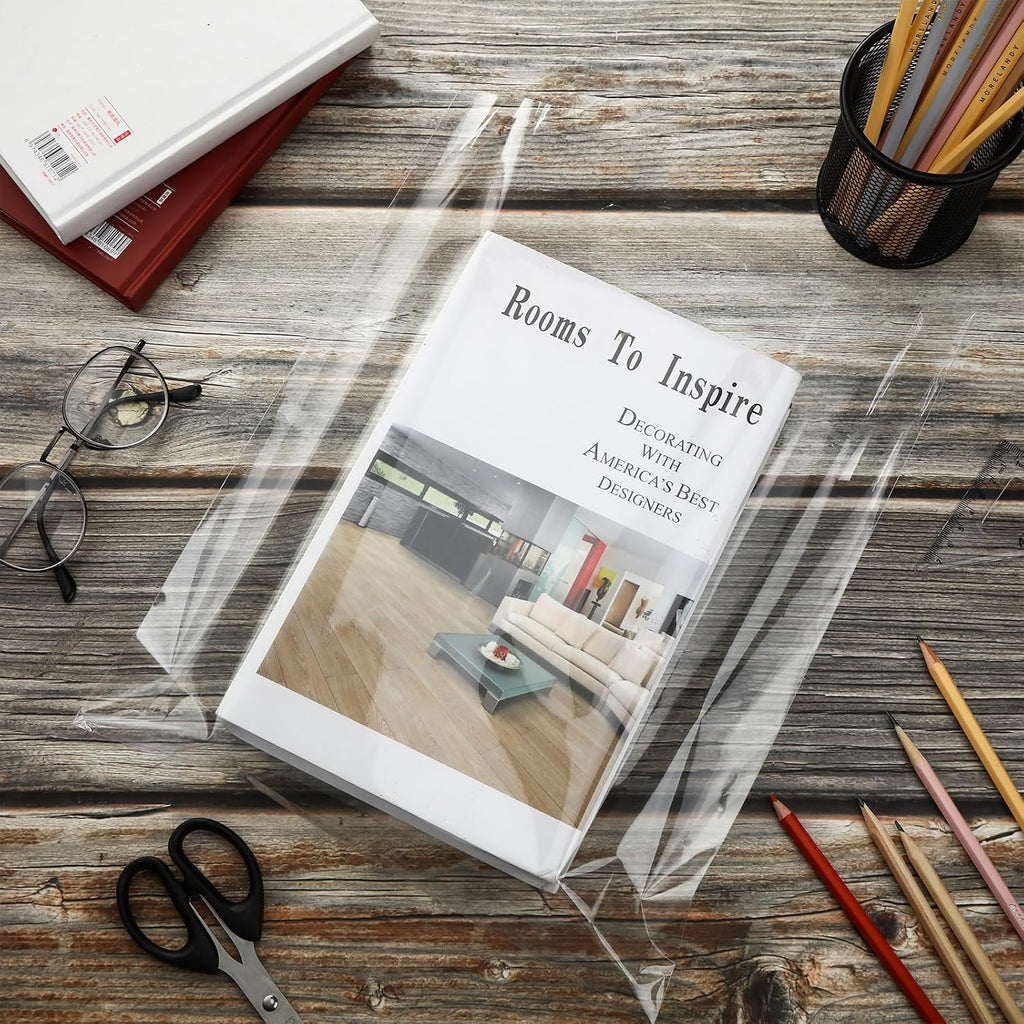 200 Pack 12'' x 15'' Clear Plastic Gift Bag with Die Cut Handle