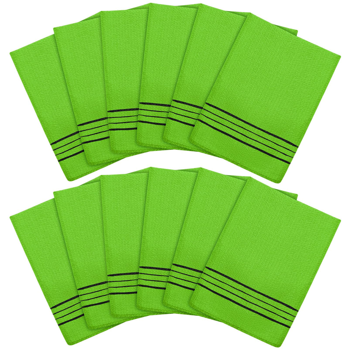 12 Pack Korean Exfoliating Mitts, Body Scrub, 8 x 5.5 in, Green