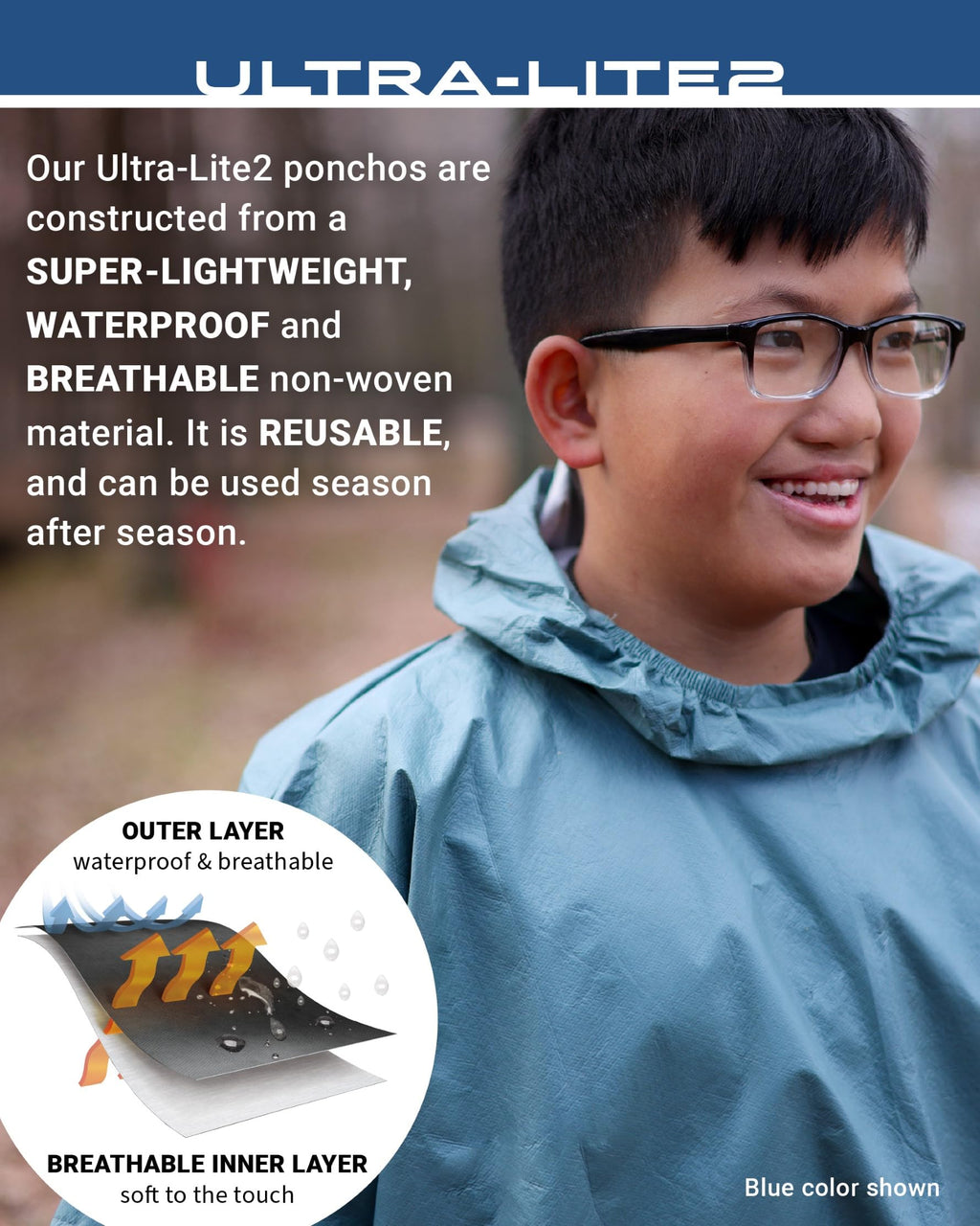 Ultra-Lite2 Youth Waterproof Breathable Poncho