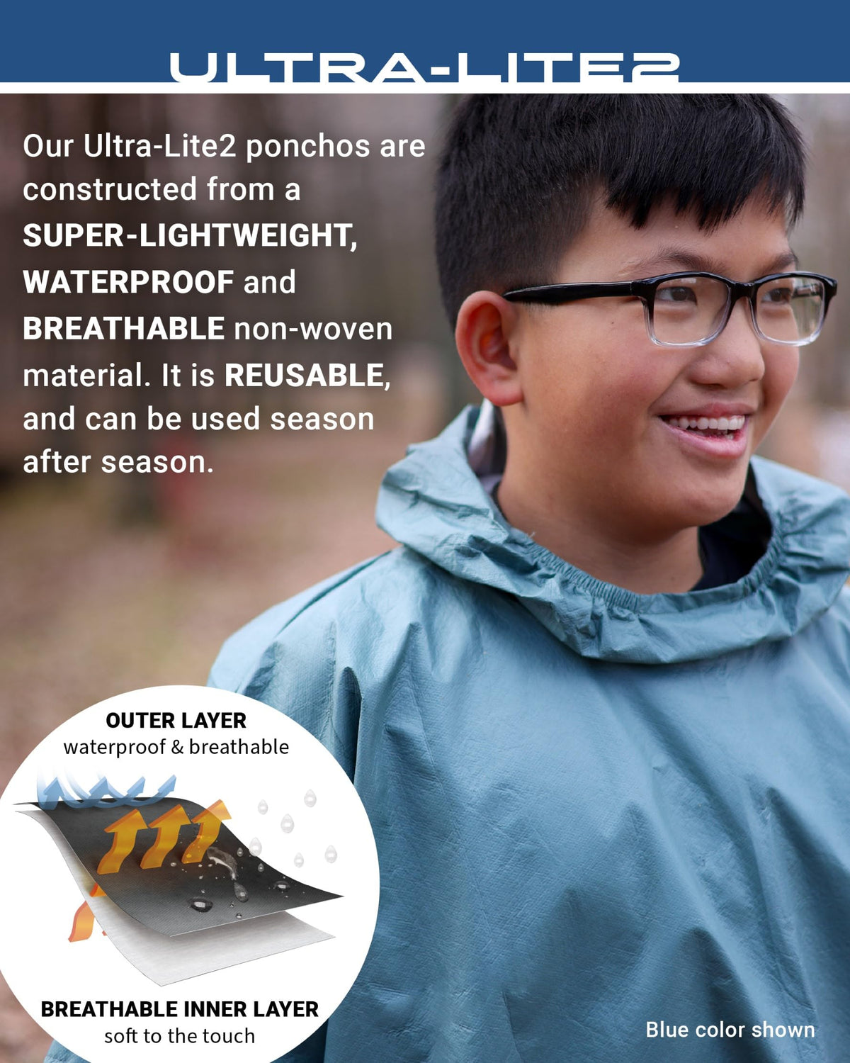 Ultra-Lite2 Youth Waterproof Breathable Poncho