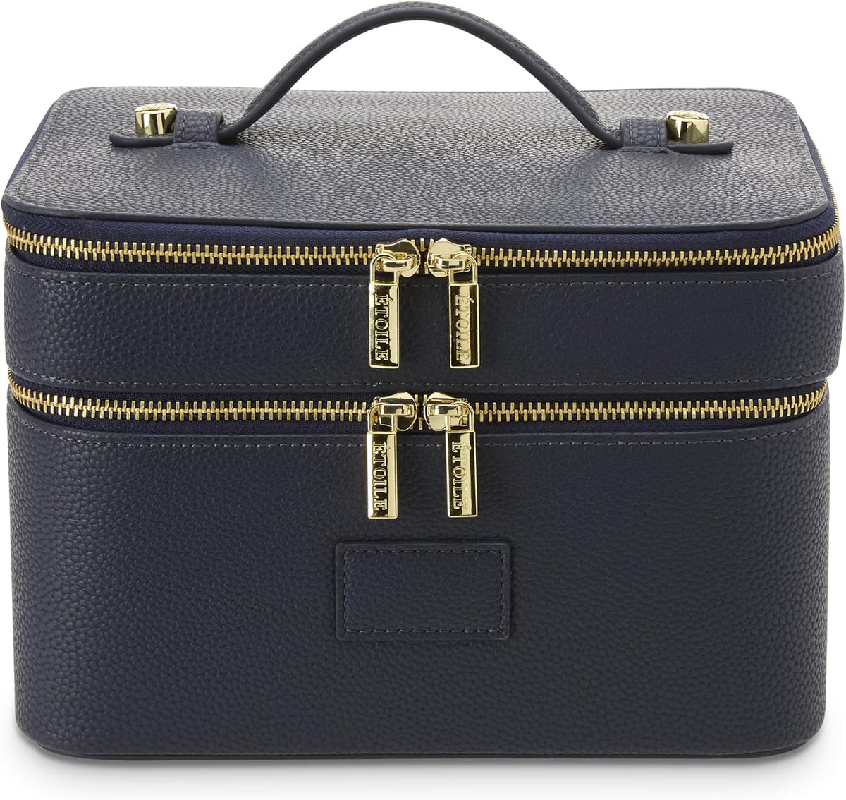 Duo Vanity Case Navy - Large Functional Travel Makeup Bag Organizer with Removable Divider & Mirror