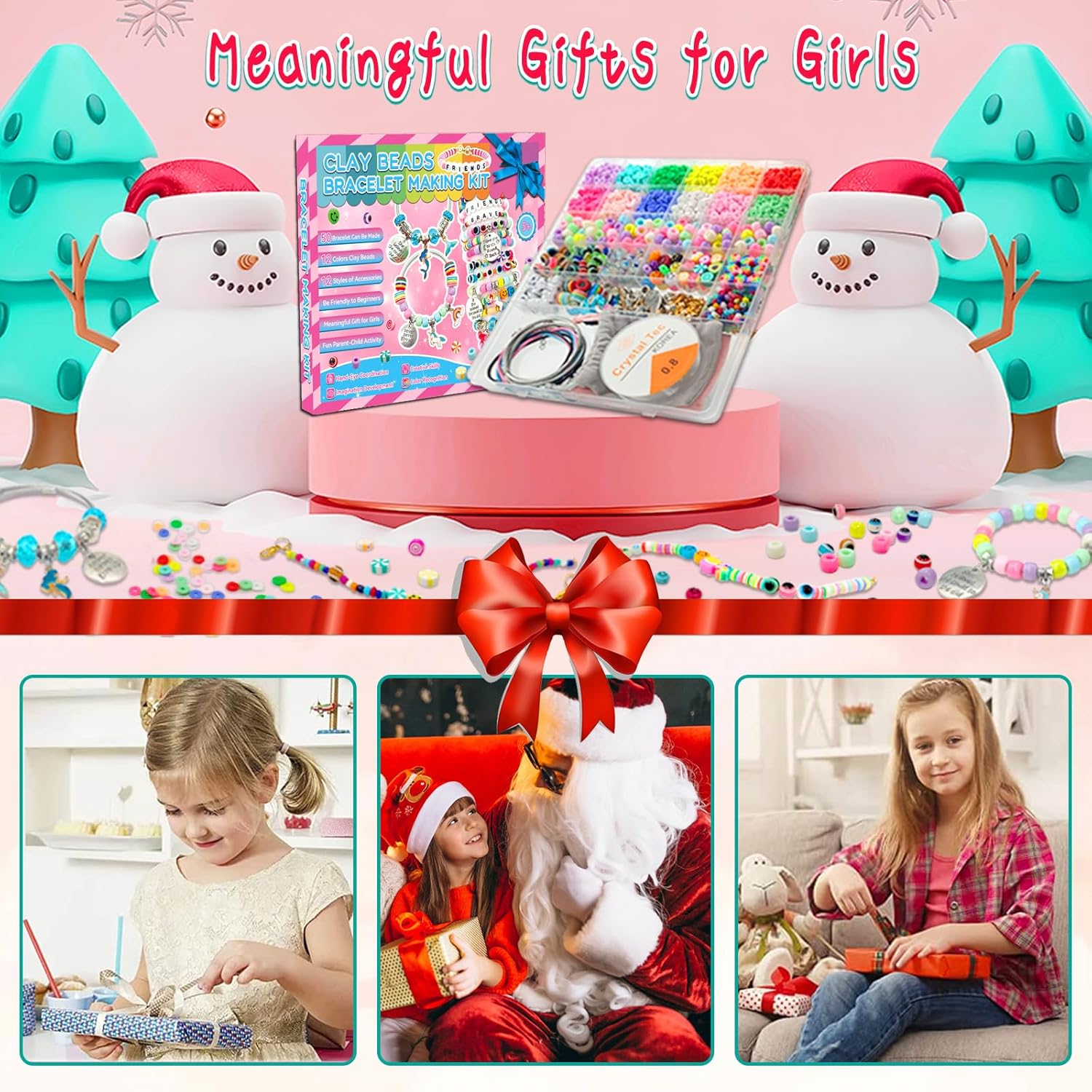 Girls Toys Bracelet Making Kit -3400pcs Charm Jewelry Making Kit Supplies,Unicorn/Mermaid Crafts Birthday Christmas