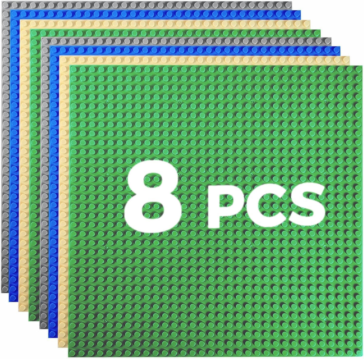 8 Pack Classic Building Baseplates, Multicolor