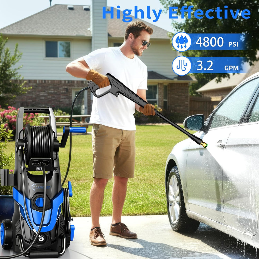 2026Upgraded Pressure Washer 4800PSI w/4 Quick Connect Nozzles, Inlet Hose & Filter&500ML Soap Tank, High Cleaning