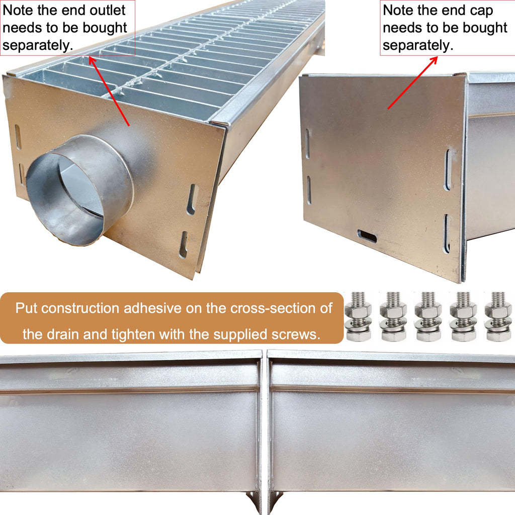 304 Stainless Steel Channel Drain and Grate 39.4x9x6 in